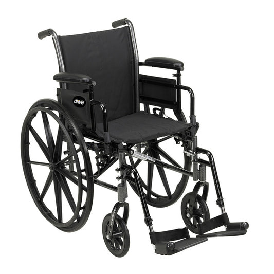 Drive Medical Cruiser III Light Weight Wheelchair with Various Flip Back Arm Styles and Front Rigging Options, 16 Inch