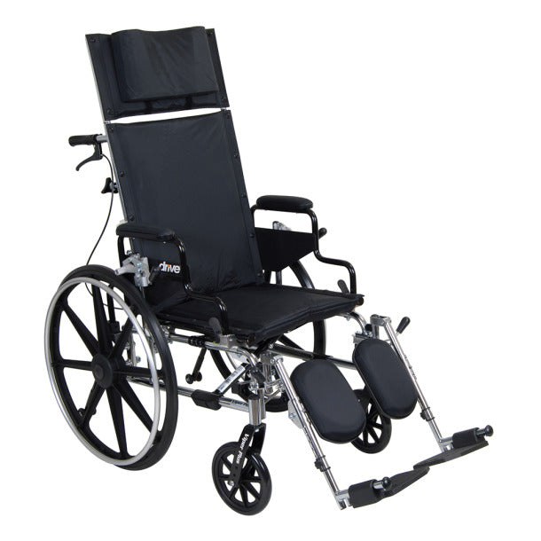 Drive Medical Viper Plus GT Full Reclining Wheelchair, Detachable Desk Arms, 18'' Seat Black