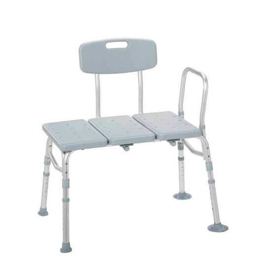 Drive Medical 12011KD-1 Tub Transfer Bench For Bathtub, Height Adjustable Shower Bench with Backrest, Shower Seat Shower Chair Bath Chair for Elderly, Seniors, Arm Support for Transfer, 400 Weight Cap