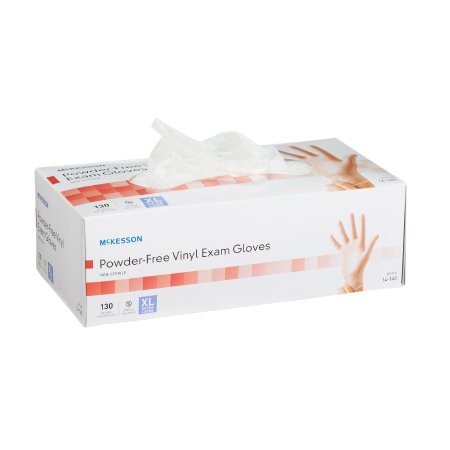 McKesson Powder-Free Vinyl Exam Gloves, XL, 130 Count, 1 Box