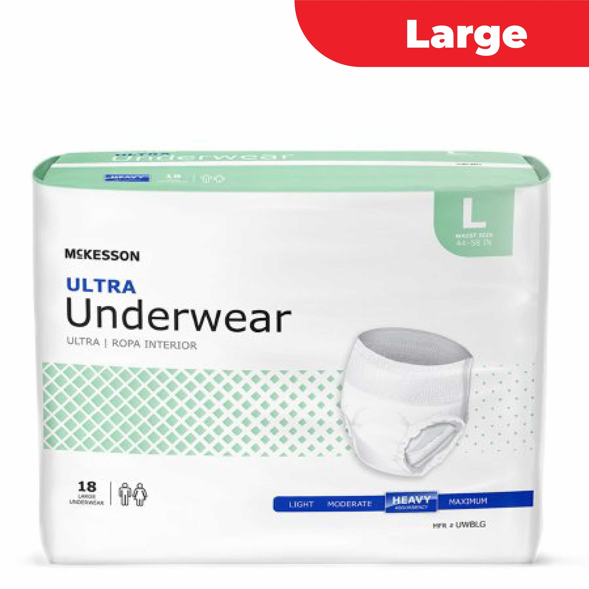 McKesson Ultra Underwear, Incontinence, Heavy Absorbency, Large, 72 Count