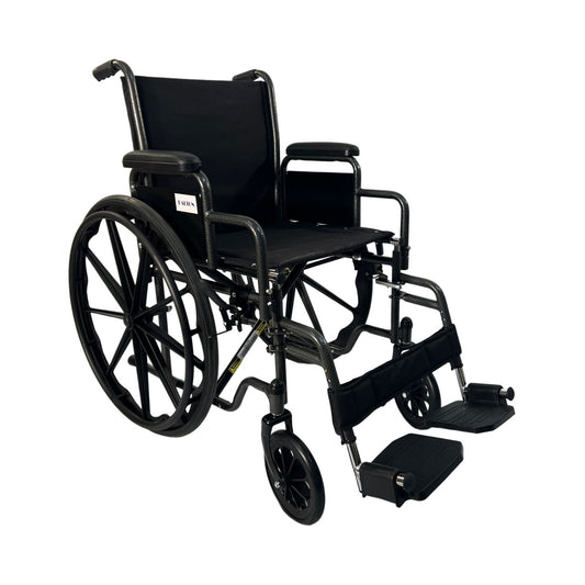 18" Standard wheelchair with detachable arm, foot rests, weight limit 250 lbs