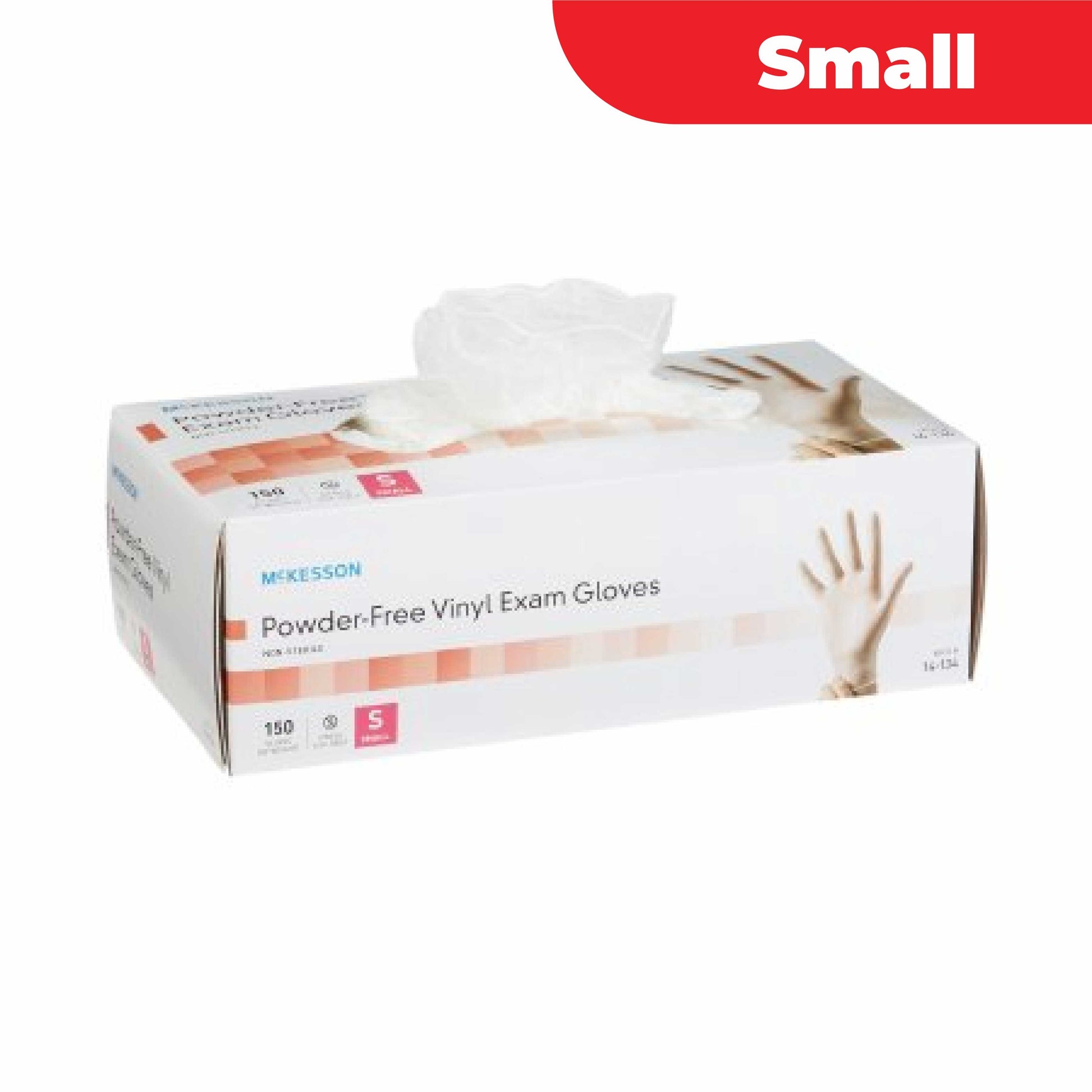 McKesson Powder-Free, Vinyl Exam Gloves, Non-Sterile, Small, 150 Count, 1 Box